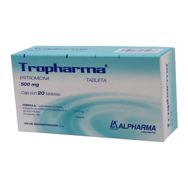 Eritromicina 500 mg. tabletas con 20 (tropharma)