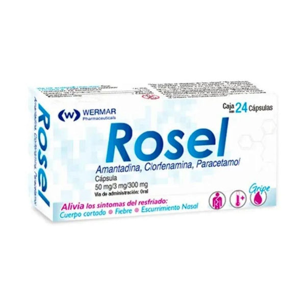 Amantadina-clorfenamina-paracetamol 50/3/300 mg capsulas con 24 (rosel)