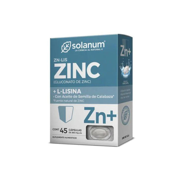 Zinc + l-lisina 45 capsulas 25.2 g
