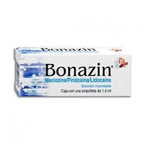 Meclizina-piridoxina 25 mg./50 mg./0.02 g./1 ml. ampolletas con 1(bonazin)