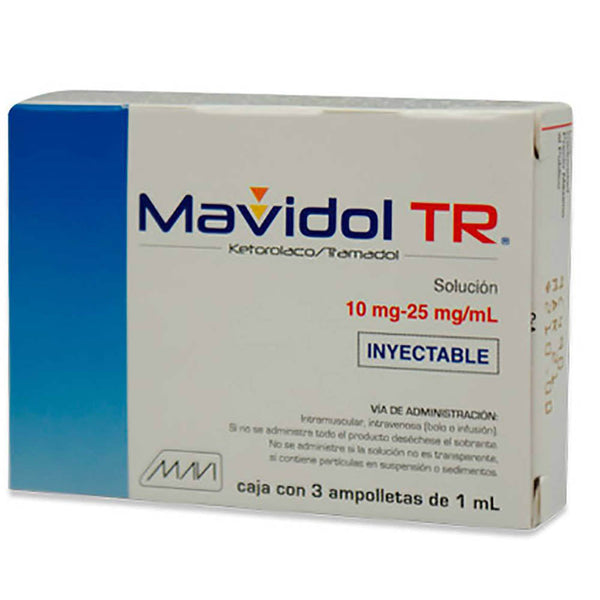 Ketorolaco-tramadol 10/25 mg inyectables con 1 (mavidol tr)